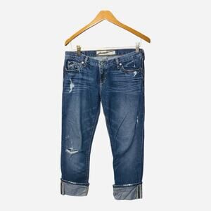 Vintage Y2K Distressed Hollister Blue Cropped Capri Jeans Pants Low Rise 3